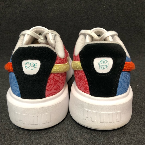 Puma Shoes Women’s Mr Doodle White Blue Red Platform Sneakers Size 8.5 - Picture 8 of 12